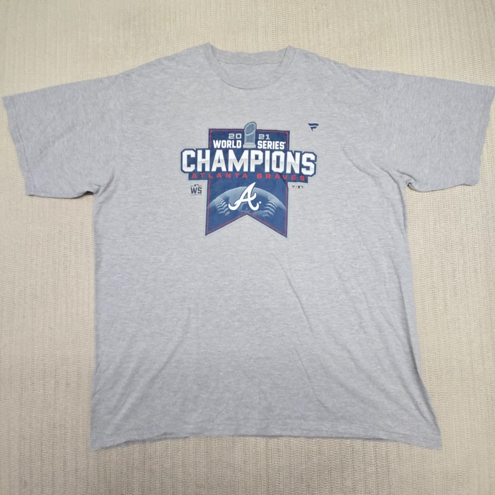 Fanatics Atlanta Braves Shirt Mens 2XL Gray 2021 World Series Champions Baseball